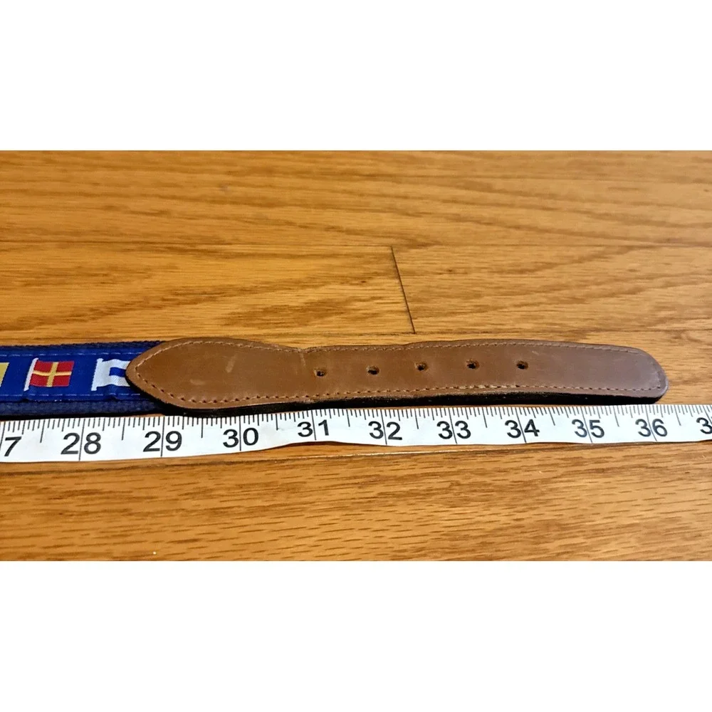 Zep Pro Nautical Design Flag Mens Belt 32 Solid Brass buckle USA Made Preppy